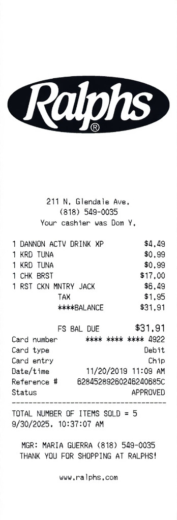 Create a Ralphs receipt online Ralphs receipt template preview - free retail receipt generator