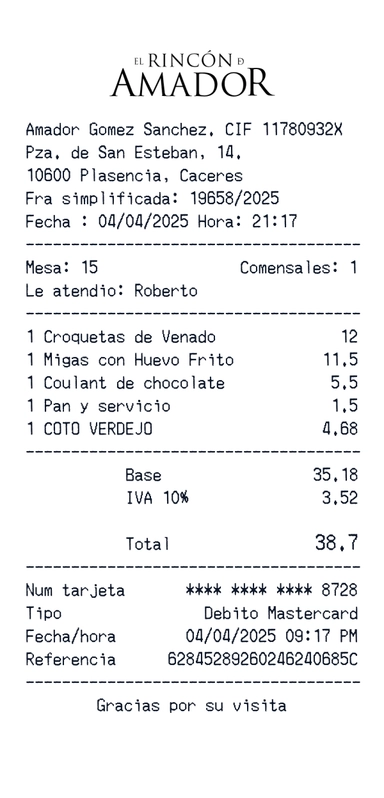 Create a Amador Gomez receipt online Amador Gomez receipt template preview - free retail receipt generator