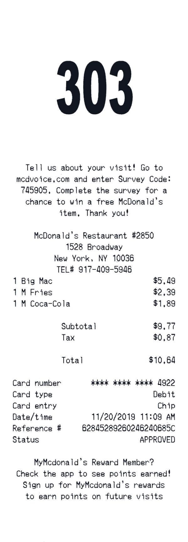Create a 303 receipt online 303 receipt template preview - free retail receipt generator