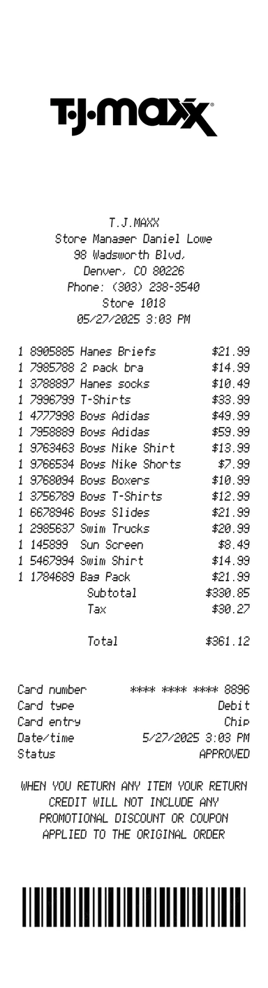 Create a Tj maxx receipt online Tj maxx receipt template preview - free retail receipt generator