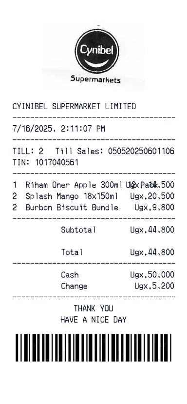 Create a cynibel supermarket receipt online cynibel supermarket receipt template preview - free retail receipt generator