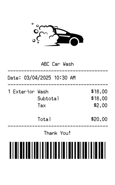 Create a ABC Car Wash receipt online ABC Car Wash receipt template preview - free retail receipt generator